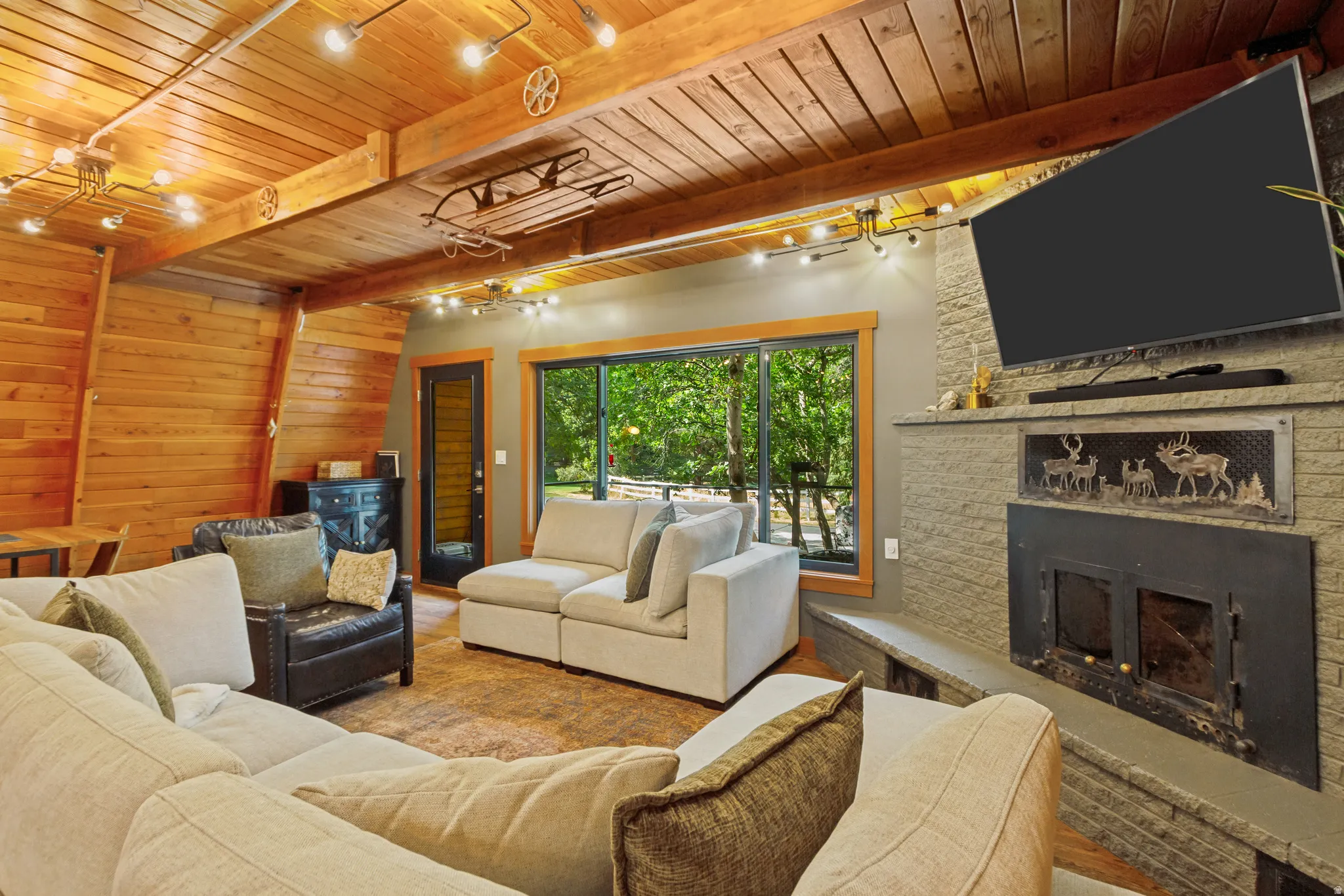 Wood burning fireplace for cozy evenings