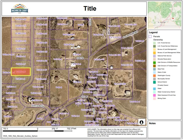 Washington County Parcel Map. Illustrating property divisions and ownership classifications