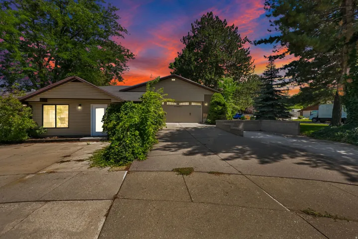 Neutral-toned exterior with a two-car garage