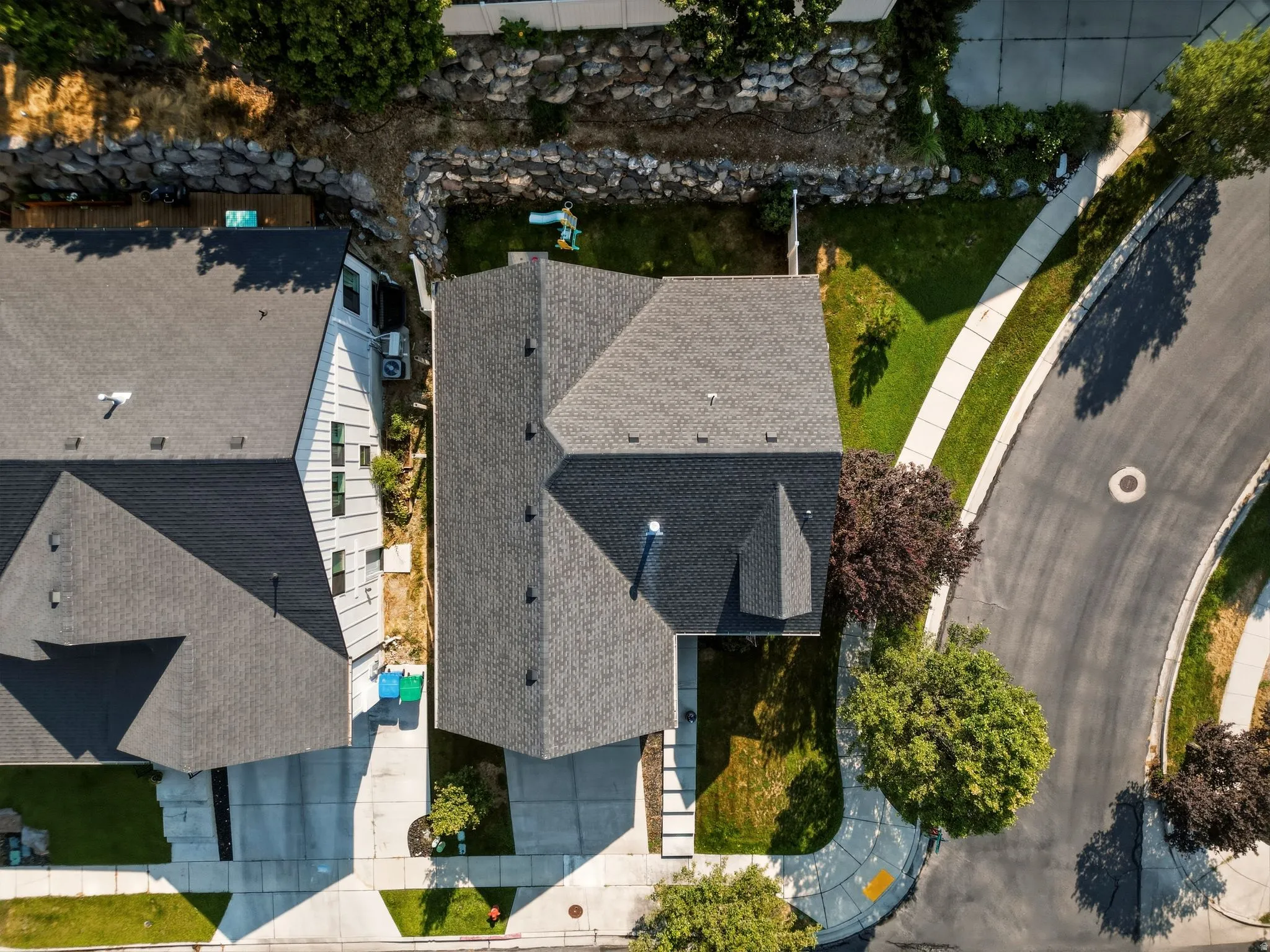 Asphalt shingle roof with multiple gables
