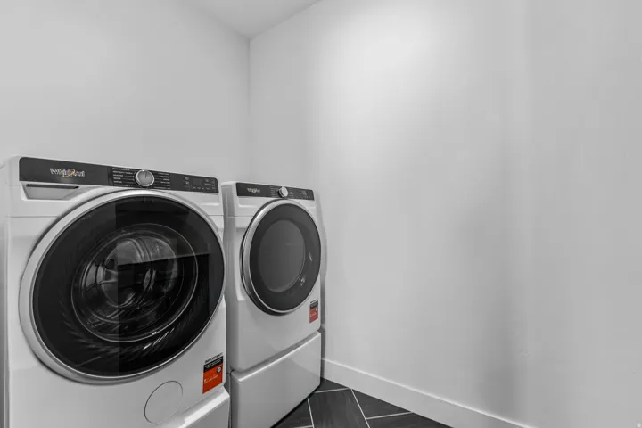 White front-load washer and dryer set