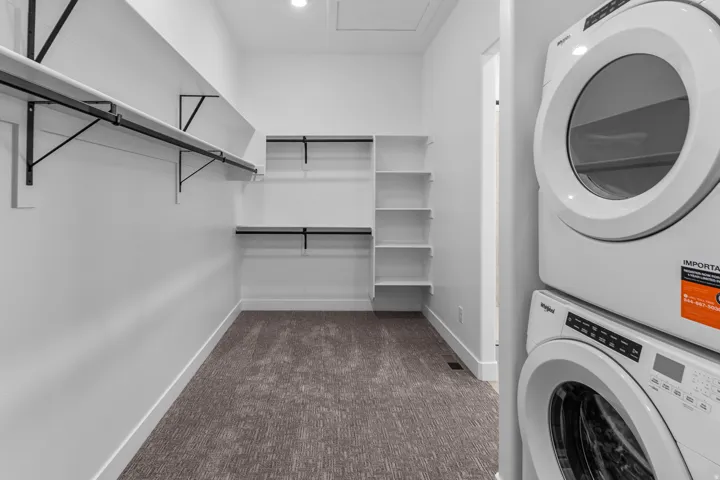 Laundry area with stackable washer and dryer