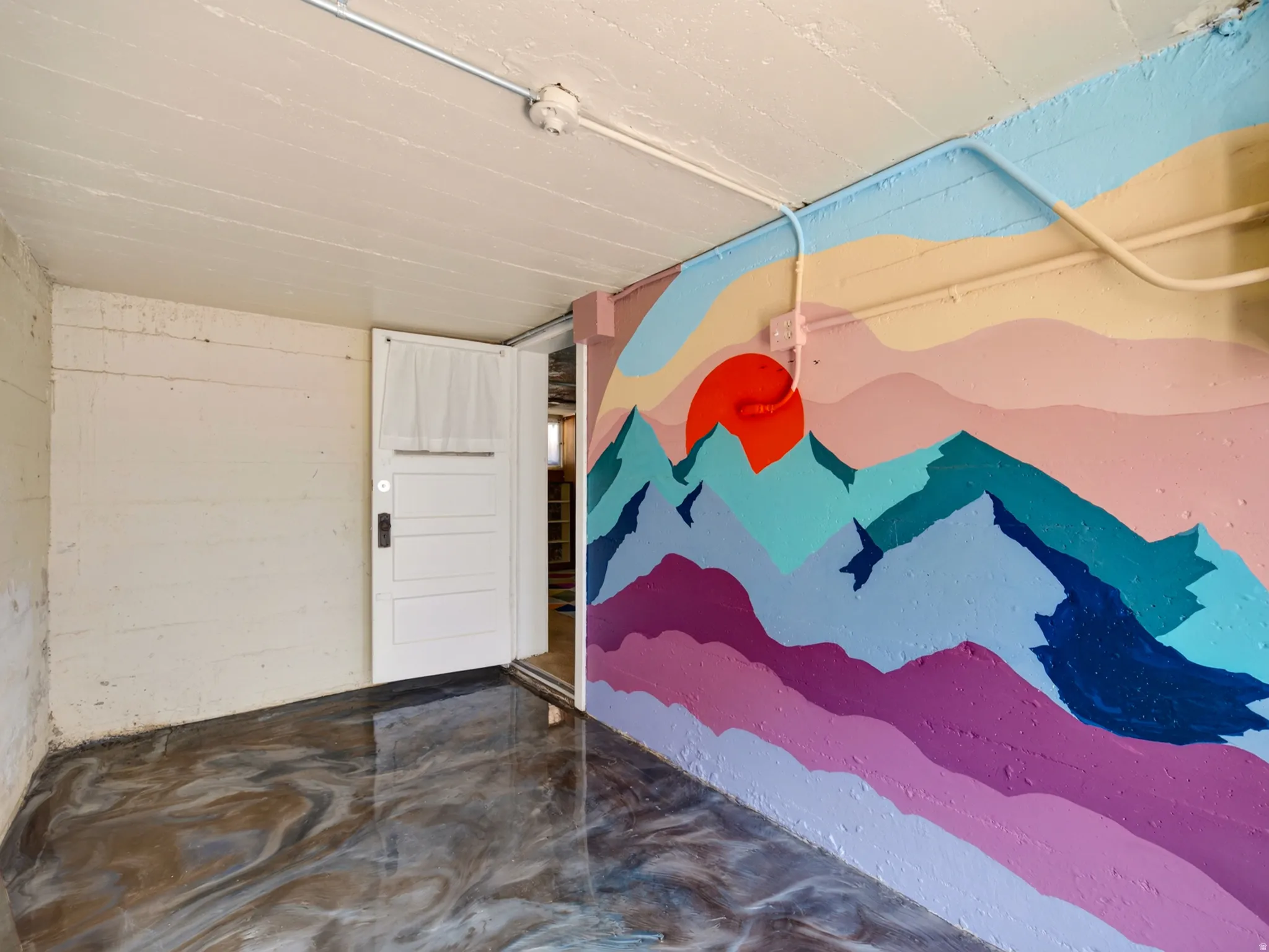 Stunning mural and floor in entry way