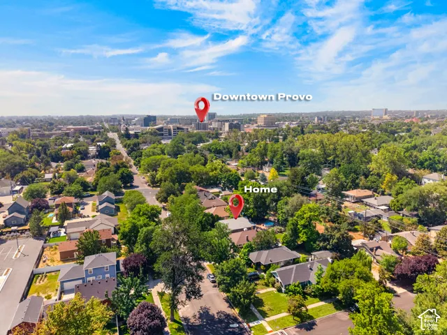Aerial perspective showing downtown Provo and the property