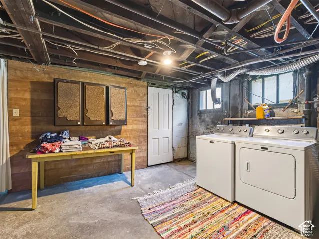 Laundry and workshop area