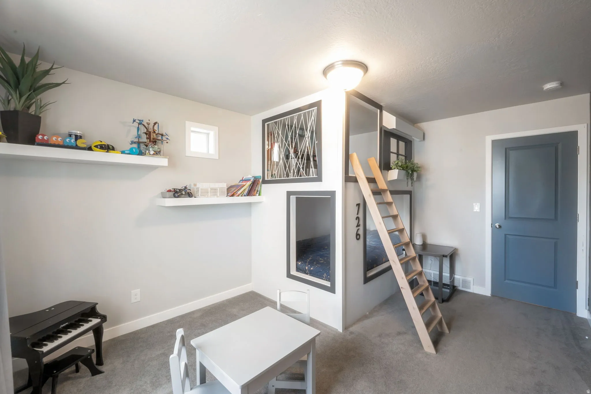 Built-in bunk beds with a ladder