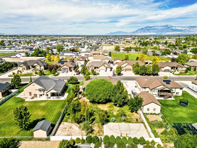 Expansive neighborhood with diverse residential architecture and mature landscaping