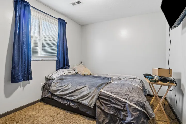 Carpeted flooring with painted walls