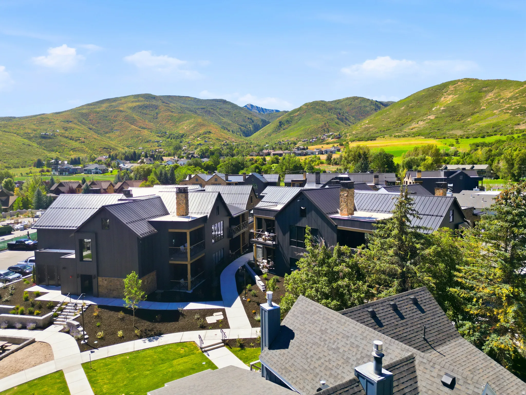 Contemporary exterior with dark siding and metal roofing