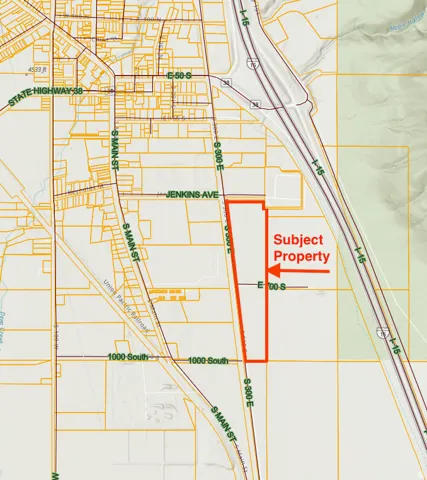 Plat Map. Indicating the parcel designated as the subject property within its geographical context