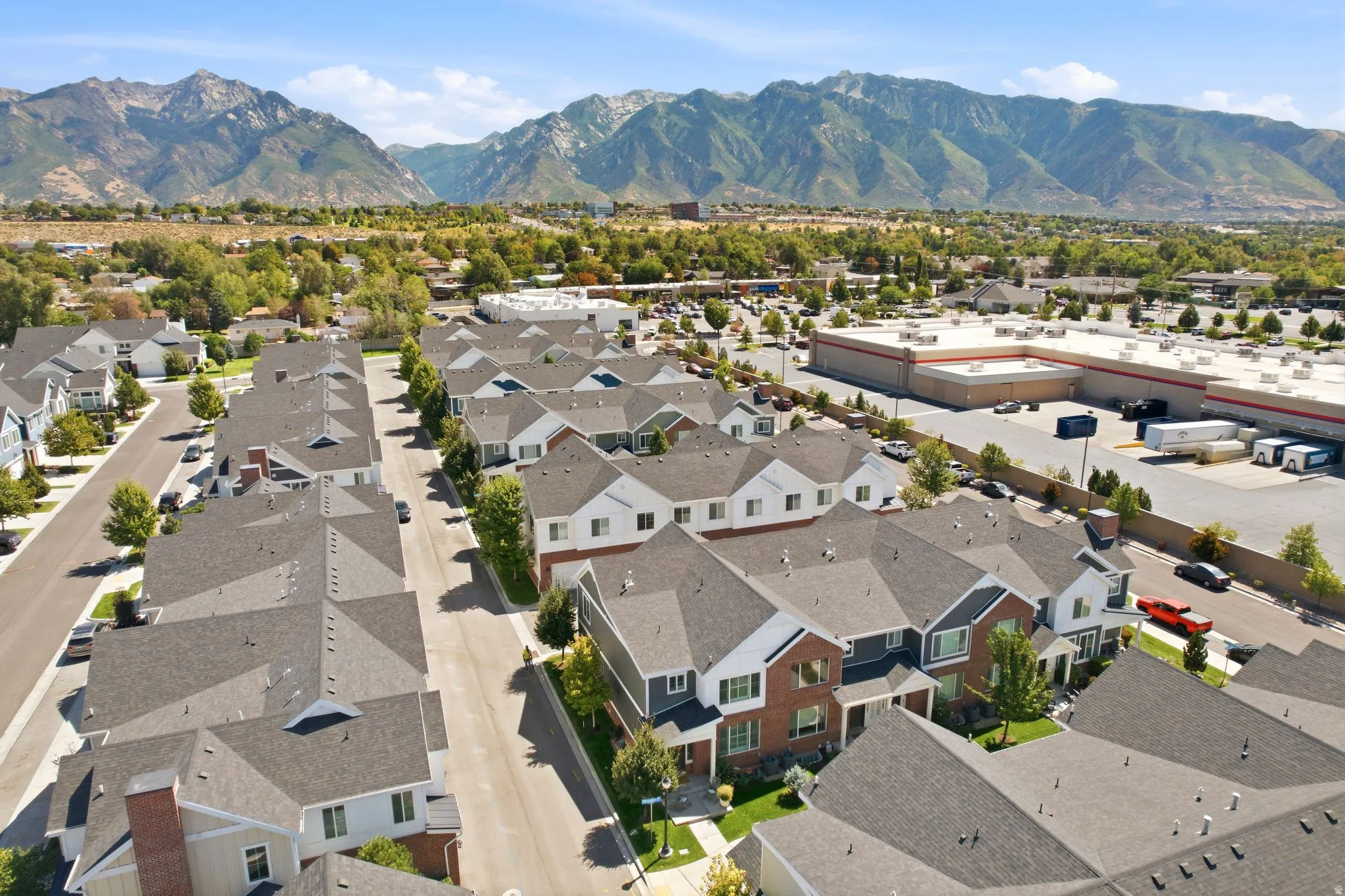 Residential development with multiple two-story and three-story townhomes