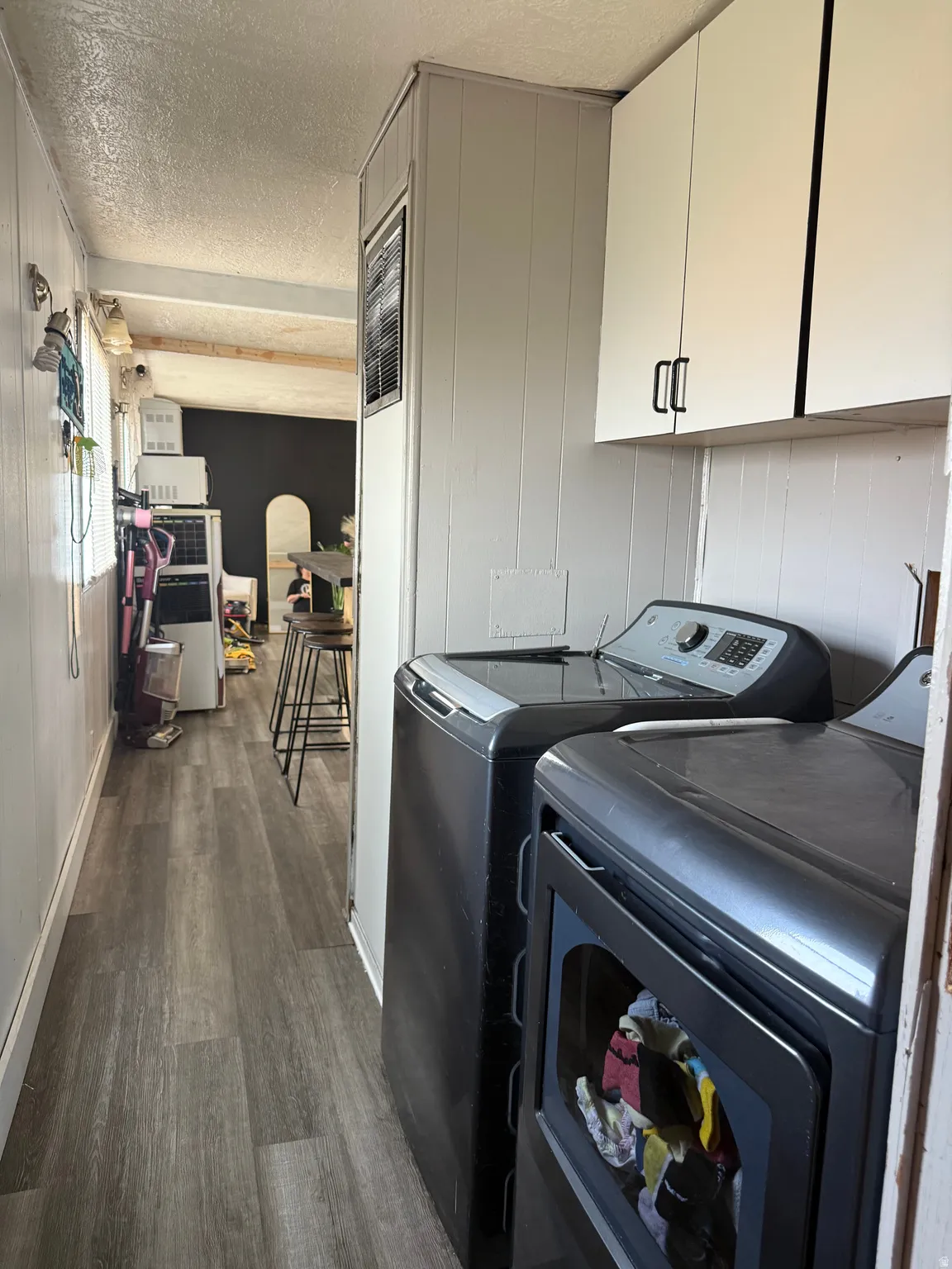 Wood-finish flooring throughout