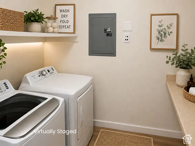 White floating shelves with integrated under-shelf lighting