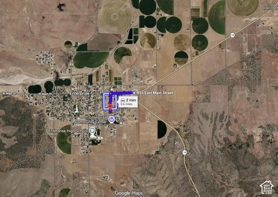 Google Maps Screenshot. Illustrating the location of the property within the Enterprise area, including local landmarks and travel time