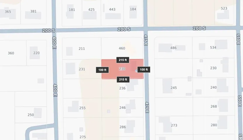 Property Map. Illustrating the property boundaries and dimensions within the urban grid