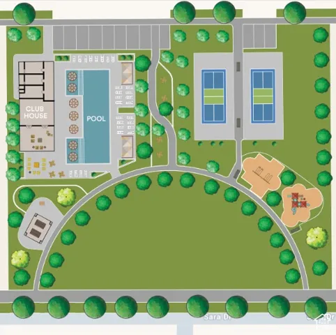 Site Plan. Illustrating the layout of amenities within the property