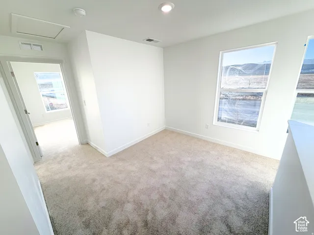 Neutral-toned carpeting throughout