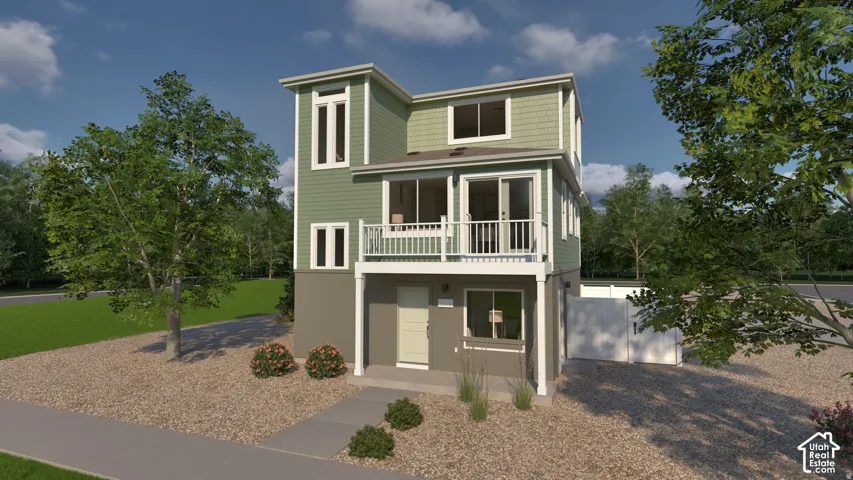 Multi-level exterior with siding and a ground-floor entry