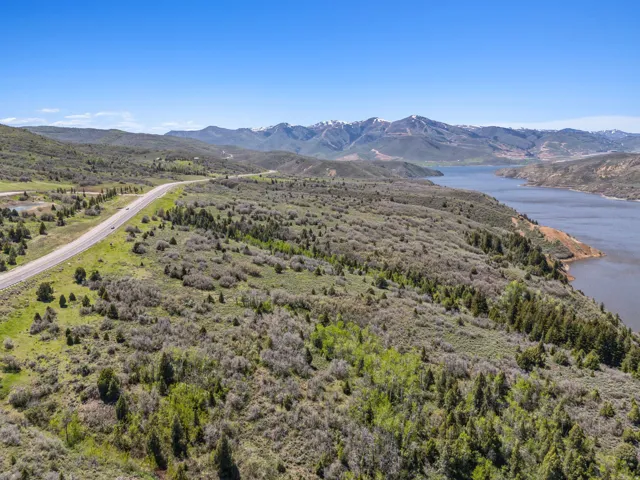 Expansive land parcel with direct road frontage, abundant natural vegetation, and distant mountain ranges