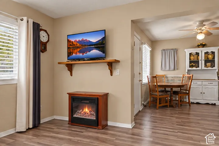 Wood-finish flooring throughout