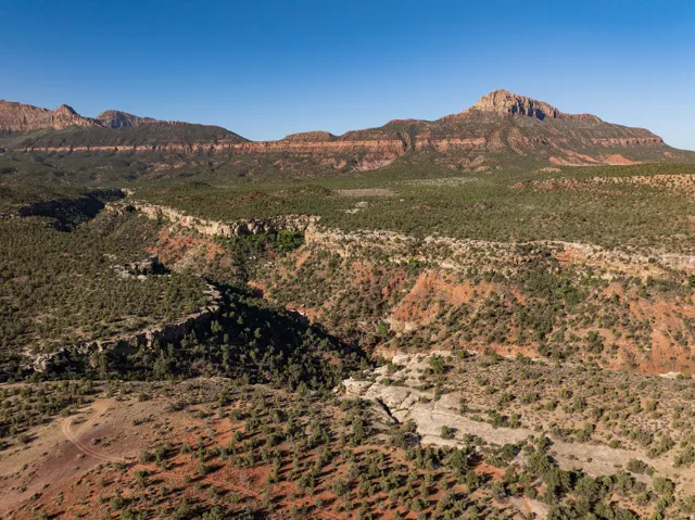 Canyon and wash below the mesa