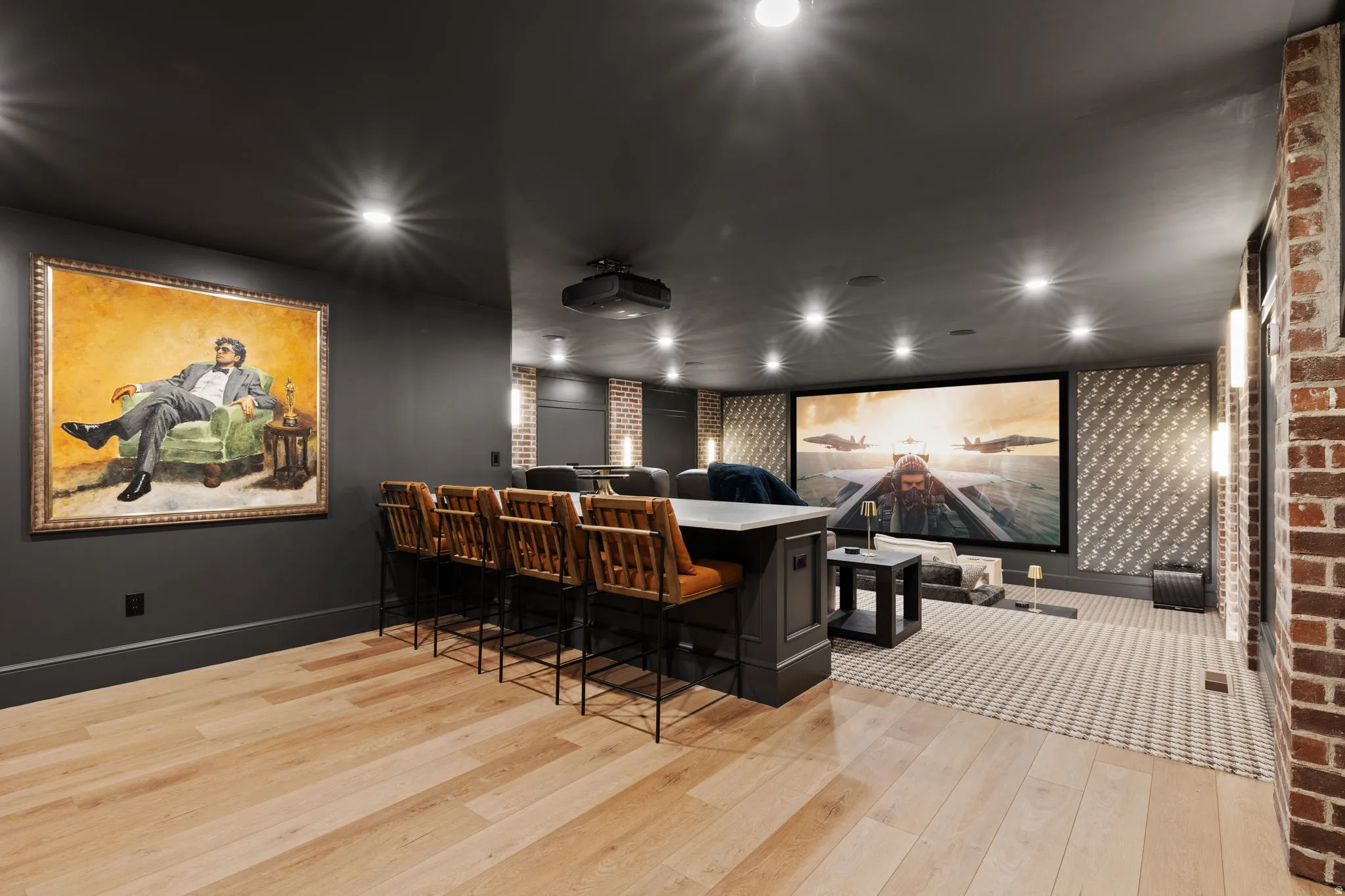 Theater Beneath Suspended Garage Slab