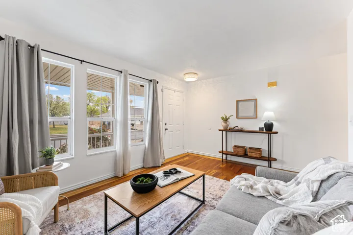 Hardwood-style flooring throughout