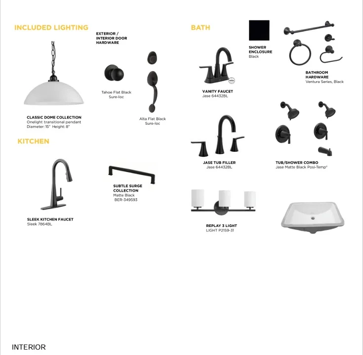 Fixture and Fitting Specifications. Displaying selected components for the property's interior spaces