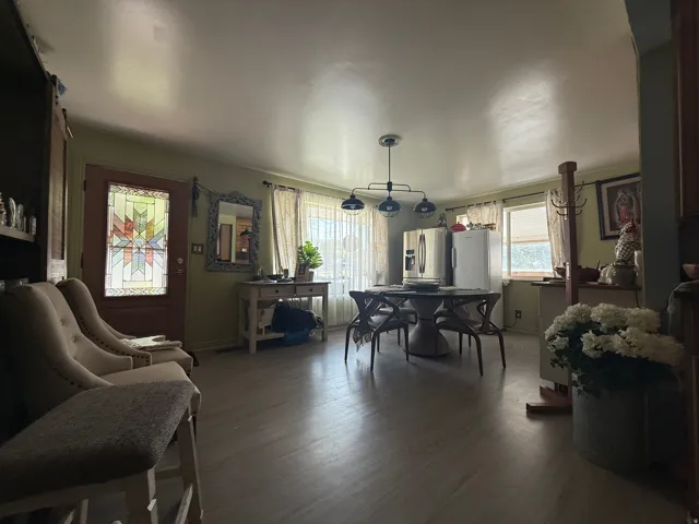Wood-finish flooring throughout
