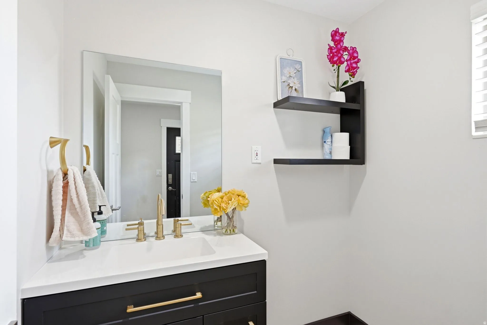 White countertop with integrated sink