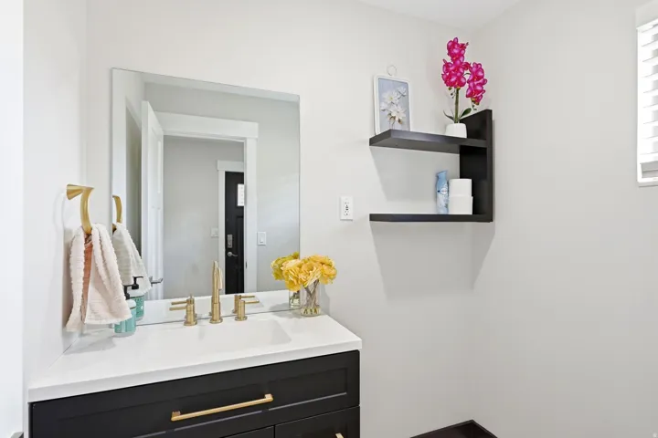 White countertop with integrated sink