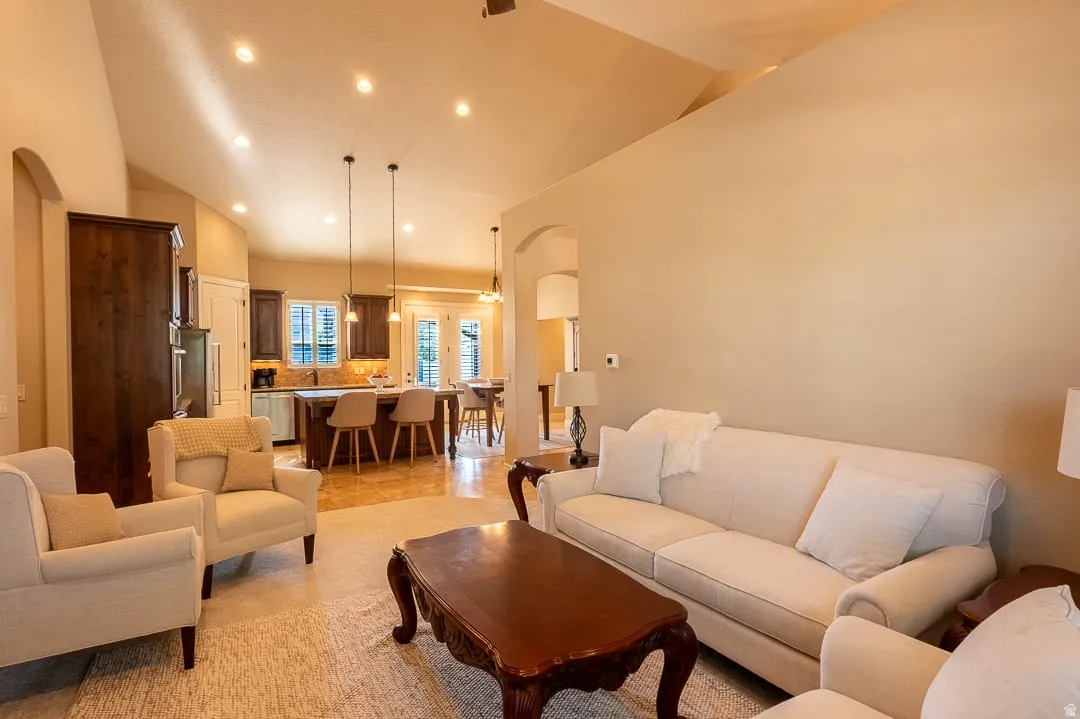 Vaulted ceilings with recessed lighting