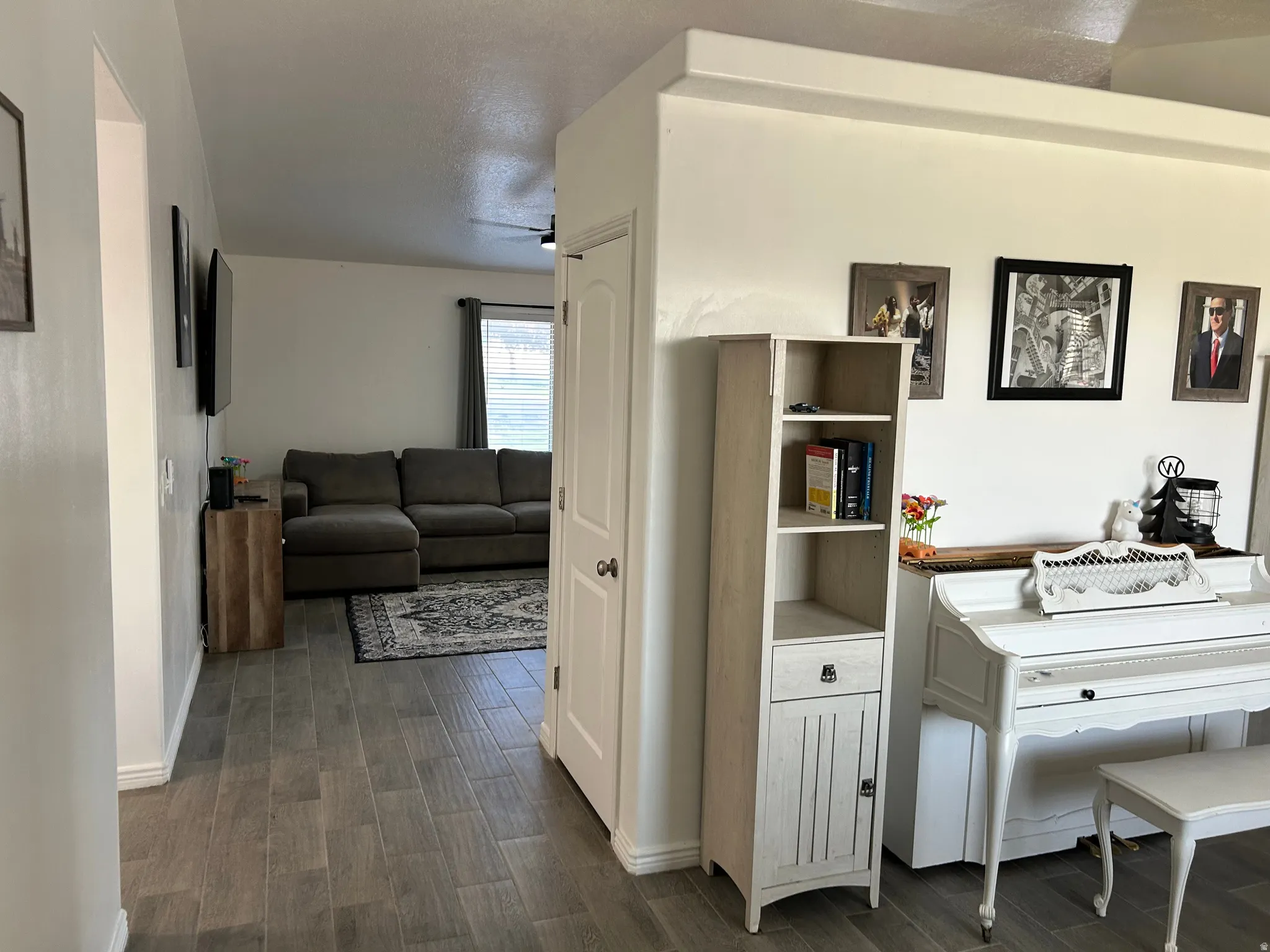 Wood-finish flooring throughout