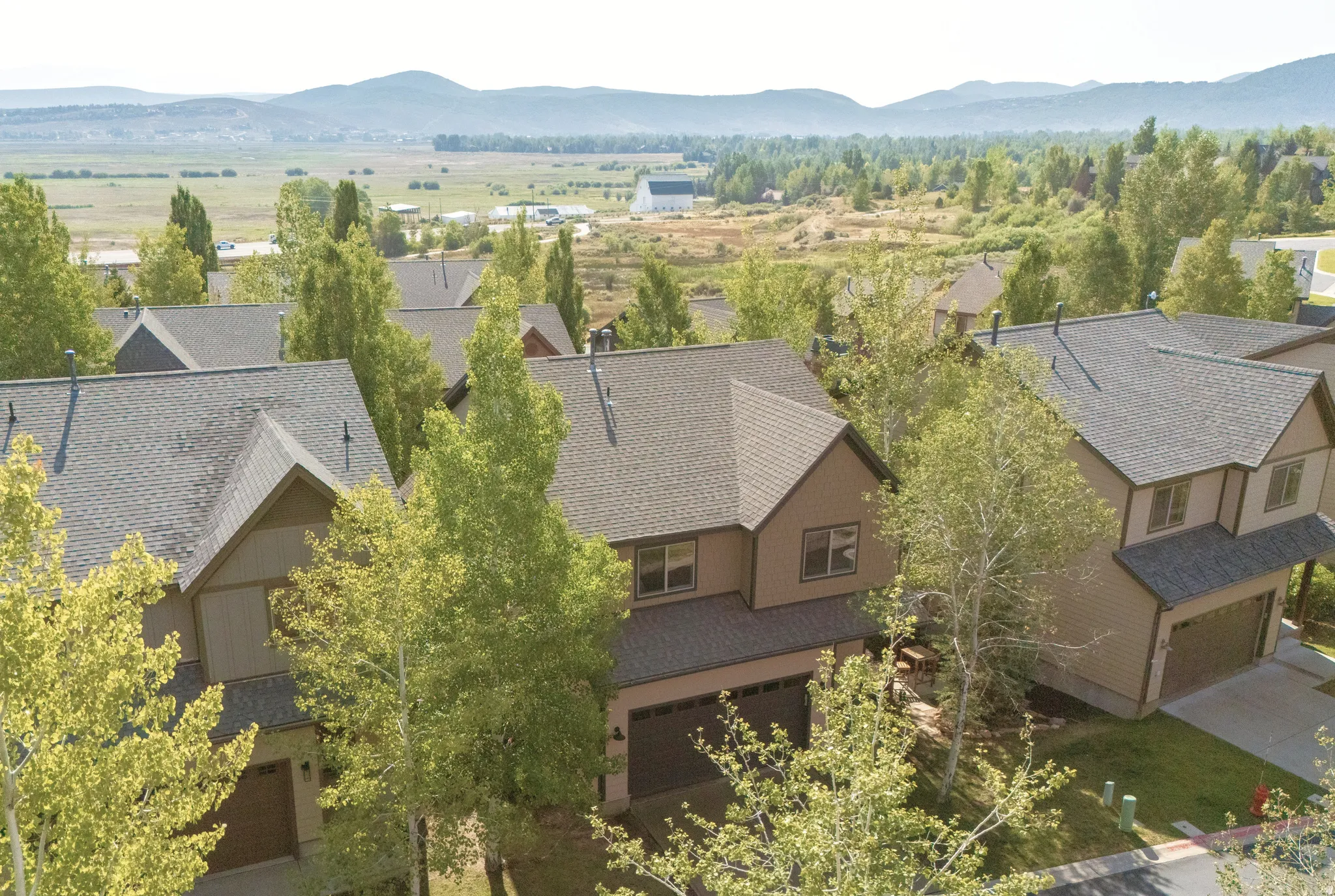 Aerial perspective showcasing numerous residential structures
