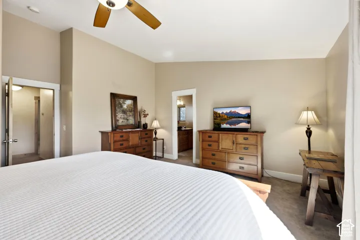 Neutral-toned walls complement plush carpeting