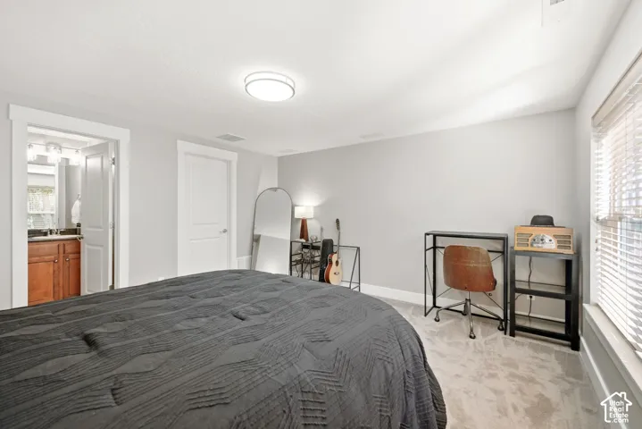 Neutral wall color with white trim