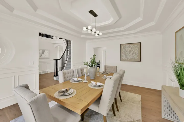 White wainscoting and crown molding