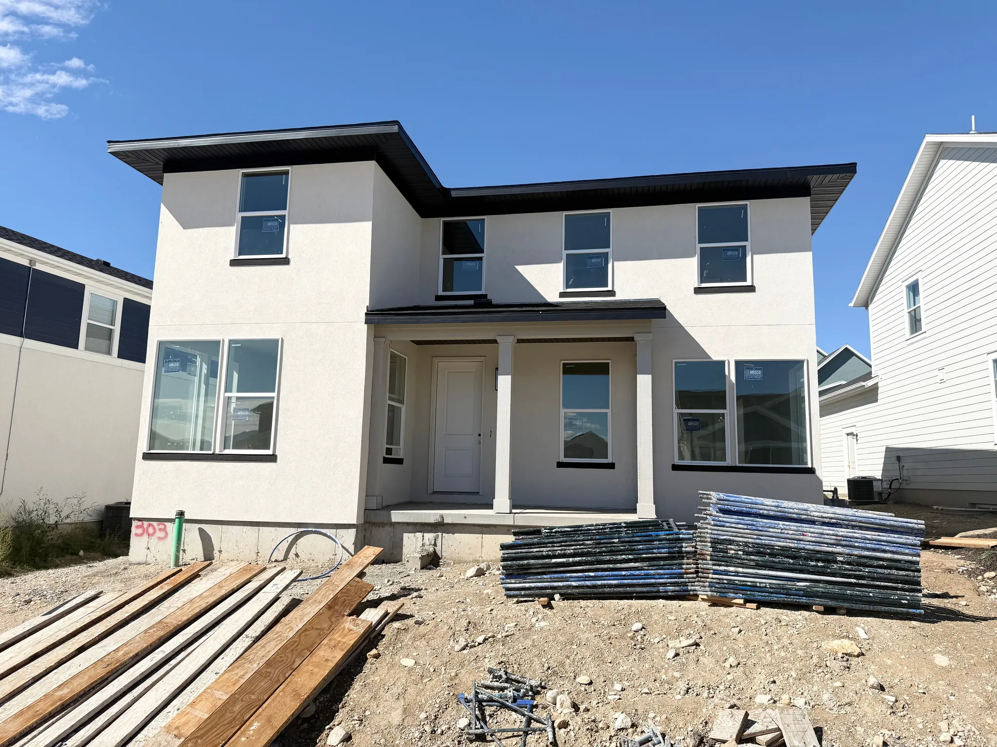 Contemporary two-story residence with a stucco exterior