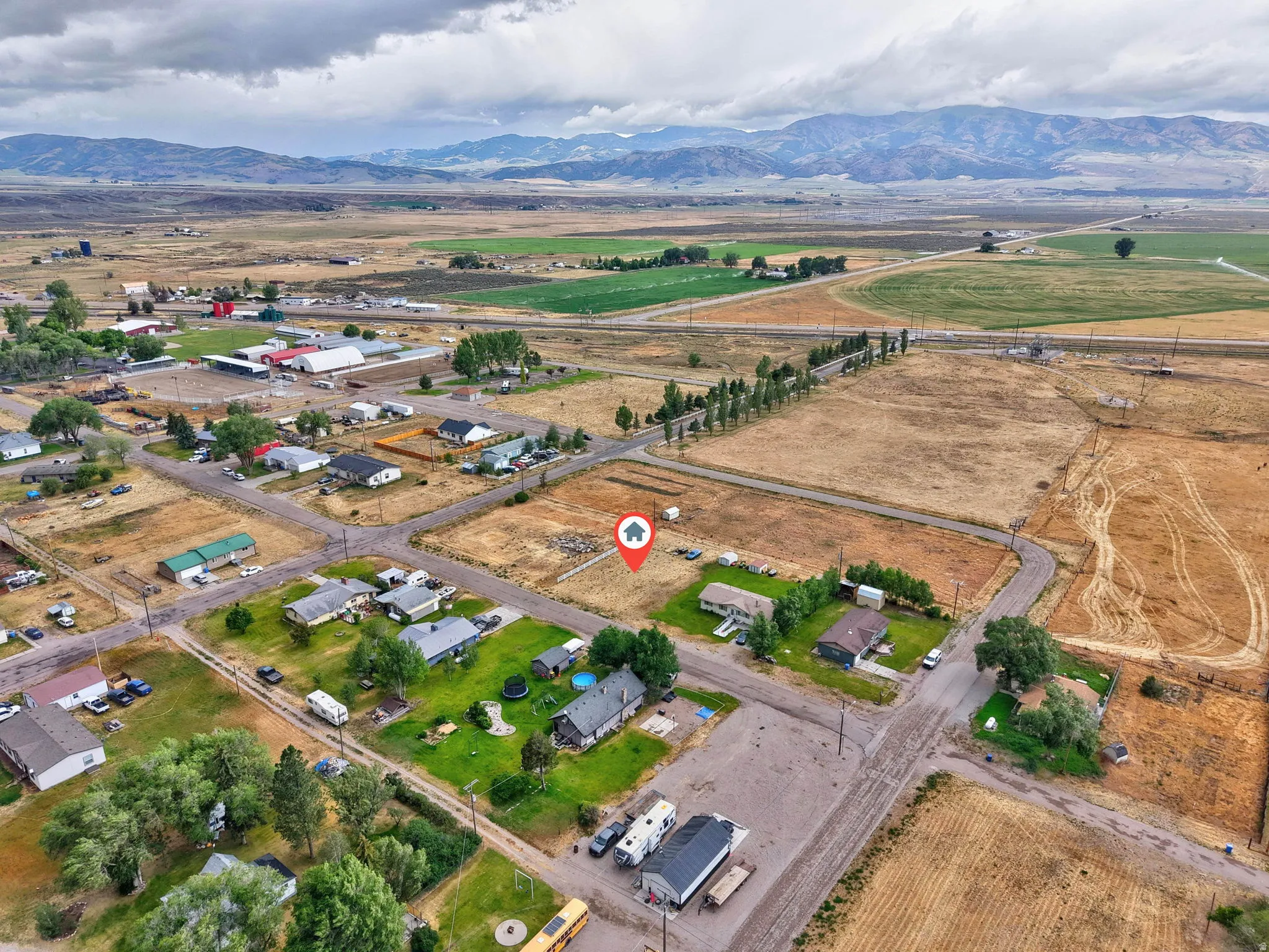 Expansive landscape with a backdrop of distant mountains