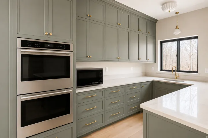 Buttler's pantry with double ovens, an extra kitchen sink and prep space