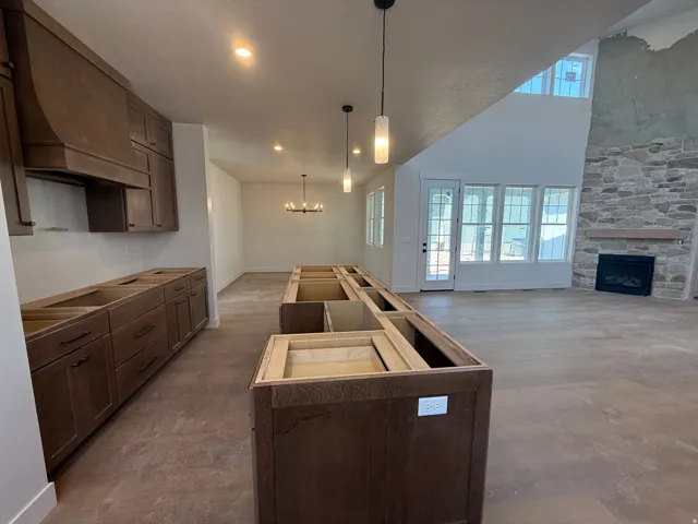 Kitchen base cabinetry with built-in island