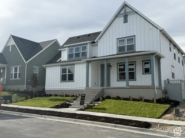 White board and batten exterior with contrasting trim