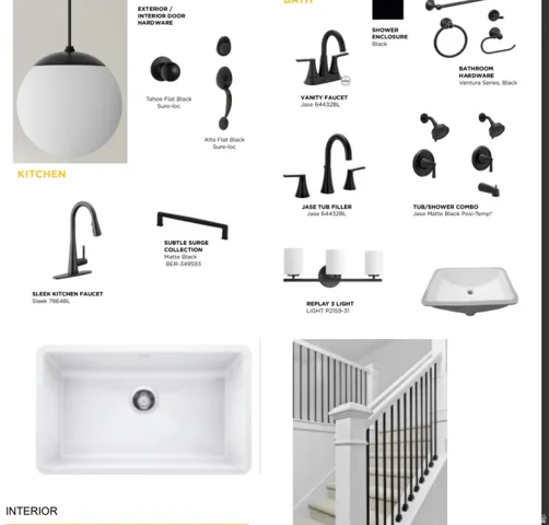 Interior Finishes Schedule. A visual catalog of fixtures and components for the property
