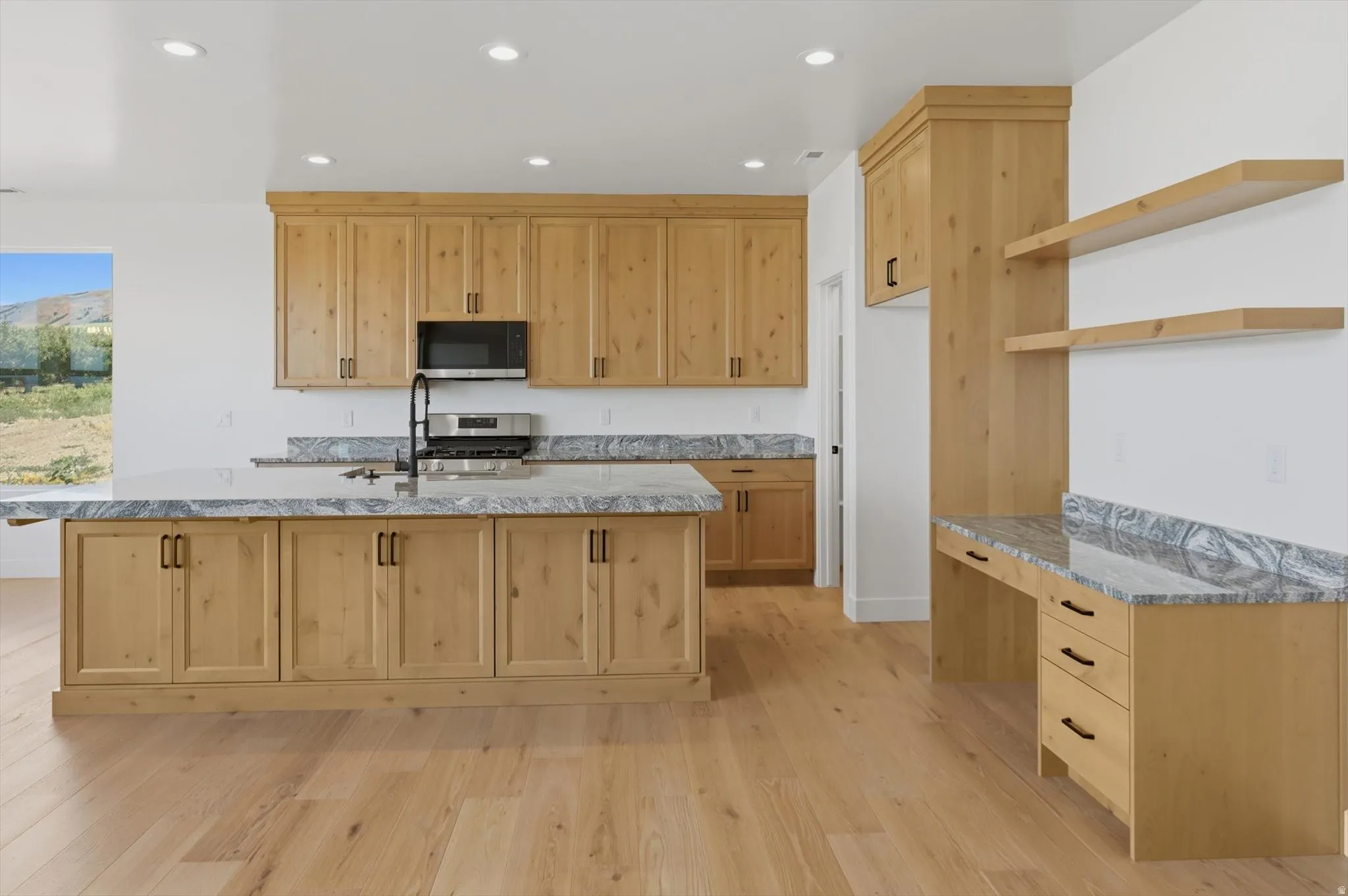 Wood-finish flooring throughout