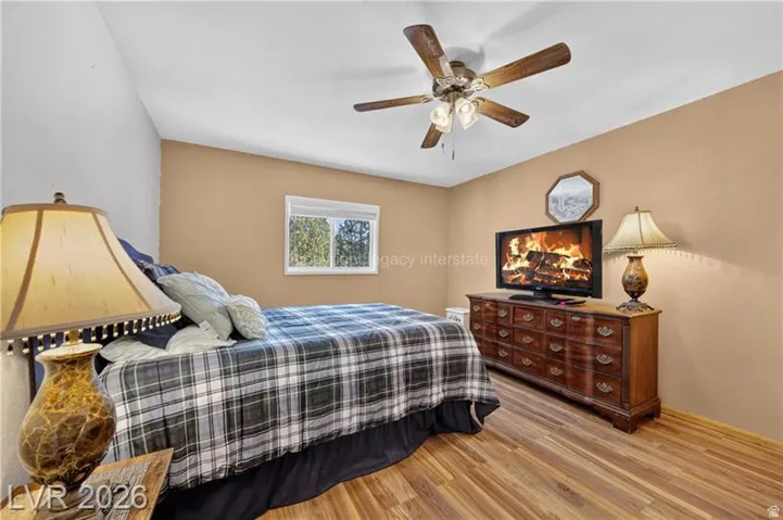 Wood-finish flooring with a neutral wall color