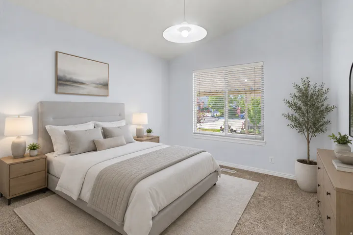 Virtually staged bedroom.
