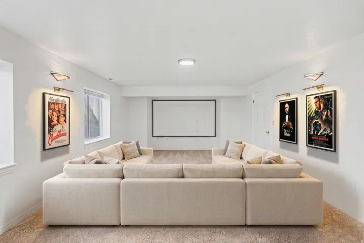Lower level theater room/flex space could serve as bedroom, rec room etc.