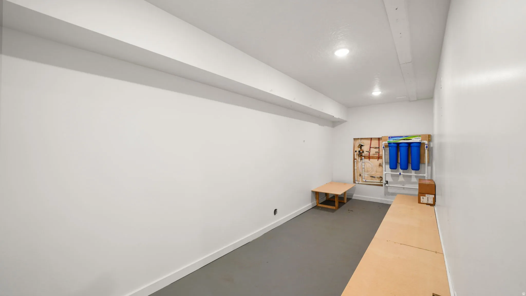 Just off the family room is a large storage area.
