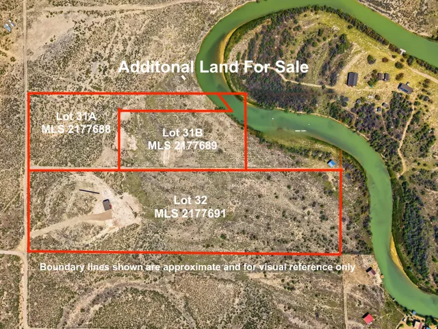 Aerial Property Listing. Illustrating the boundaries of three distinct lots, 31A, 31B, and 32, with corresponding MLS numbers, offered for sale