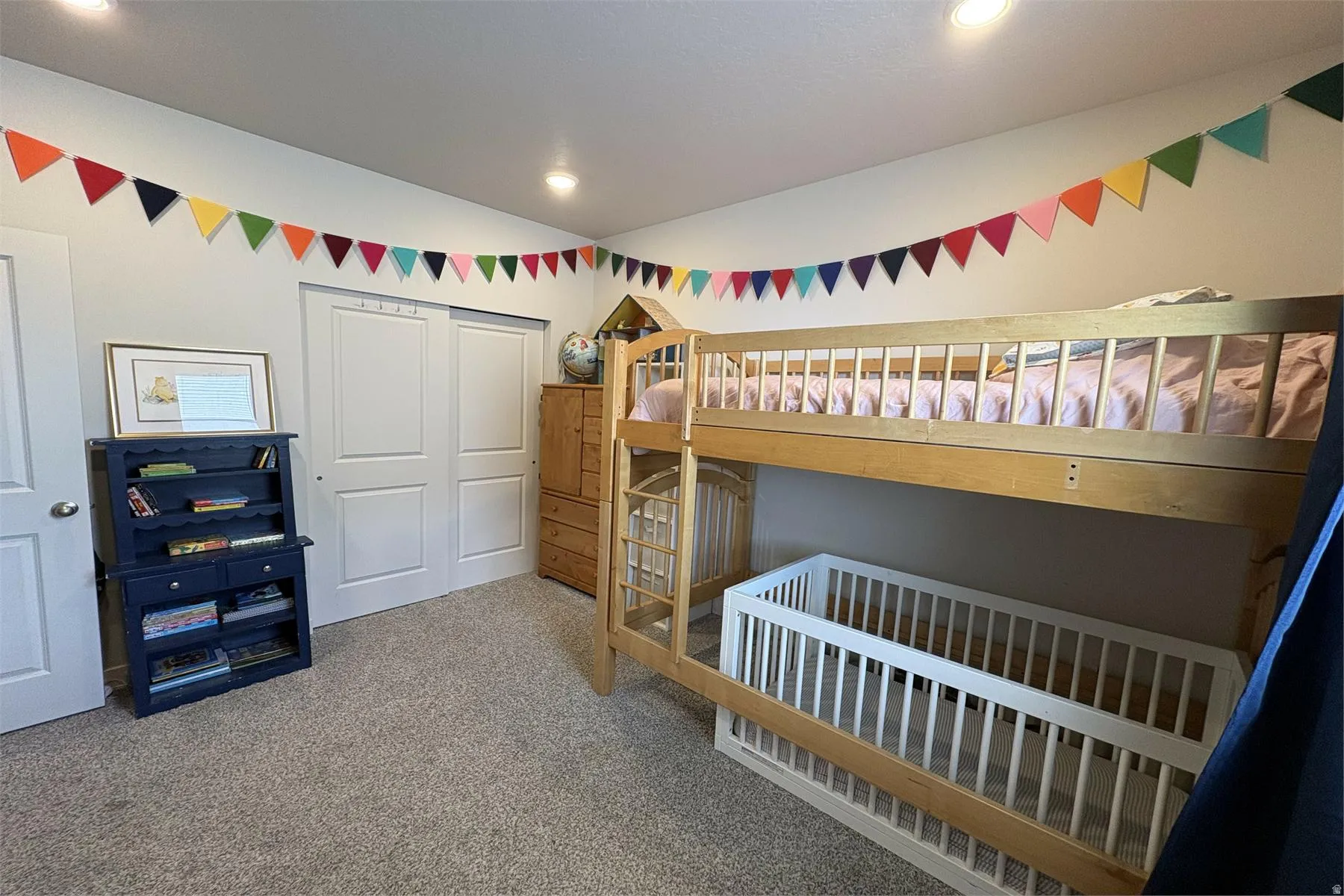 Neutral-toned wall paint with recessed lighting